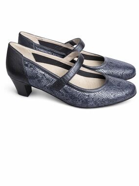 Drucker Mary Jane Heels – Textured Black Leather – EU 38 (US 7.5–8)